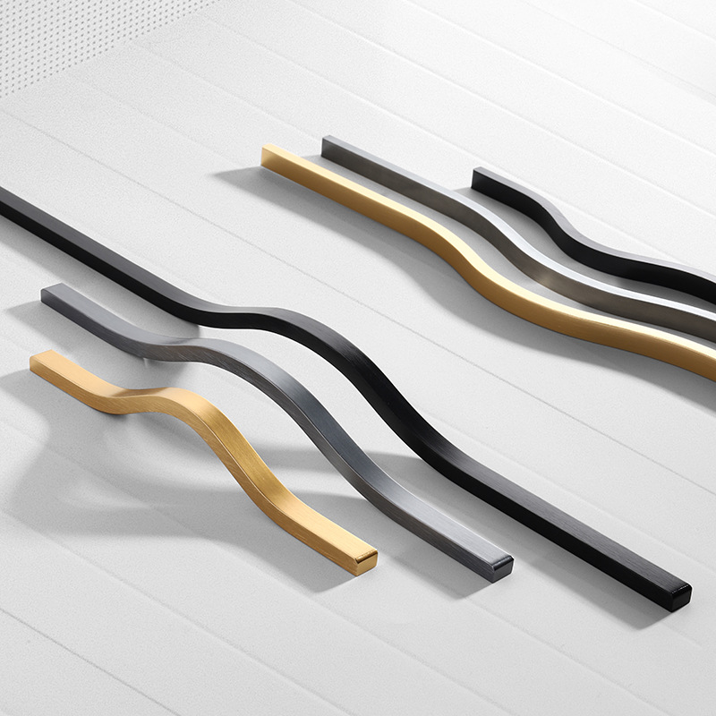 Drawer Pull Gold - 전기도금된 브러시드 골드 캐비닛 핸들 -