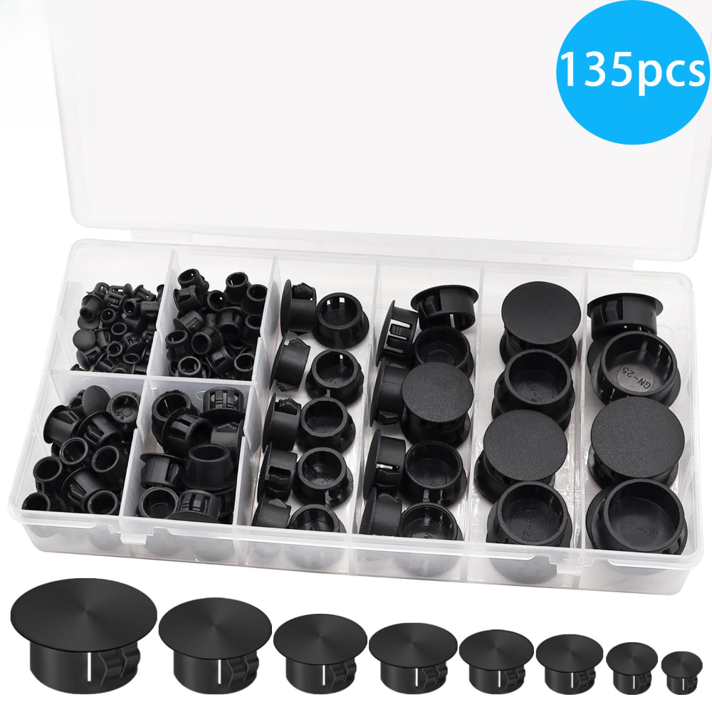 Furniture Screw Type - 135개 블랙 커버 나사형 플러그 헤드