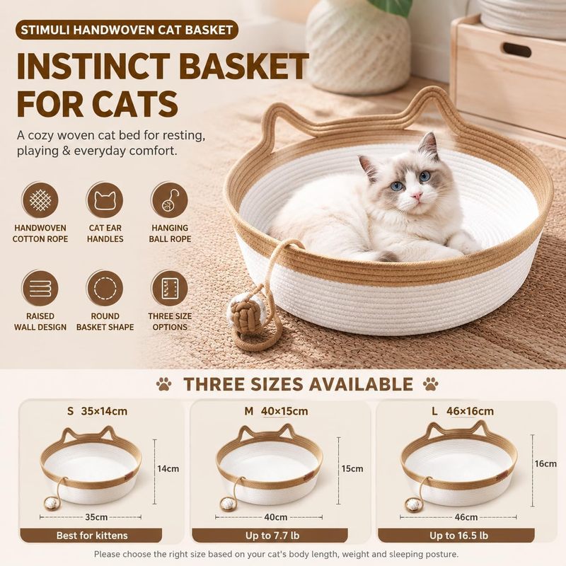 35/40/46cm 수제 면로프 고양이 바구니 침대,  - Furniture Hardware For Bed 리뷰 및 가격